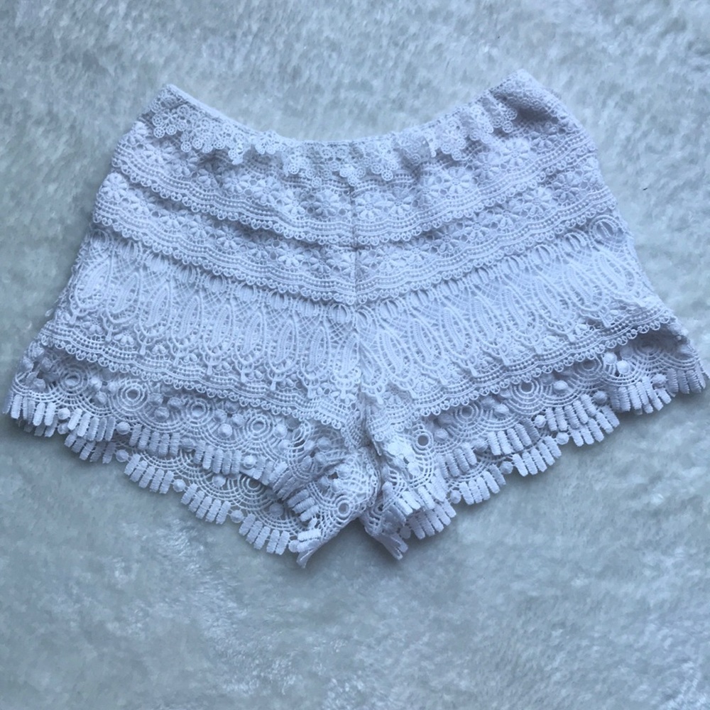 White eyelet lace shorts
